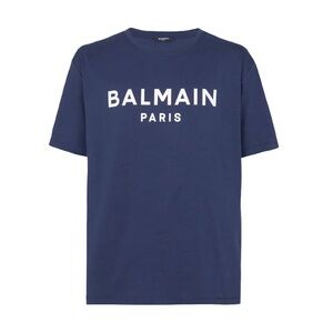 Balmain Paris Deep Blue Tee with White Logo